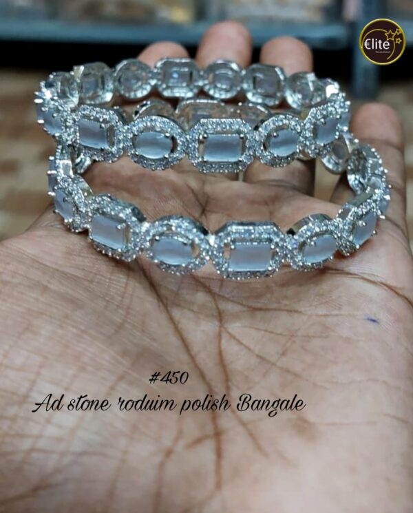 Elite AD Stone Rodium Polish Bangle